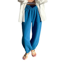 French Terry Balloon Pants in Teal Blue