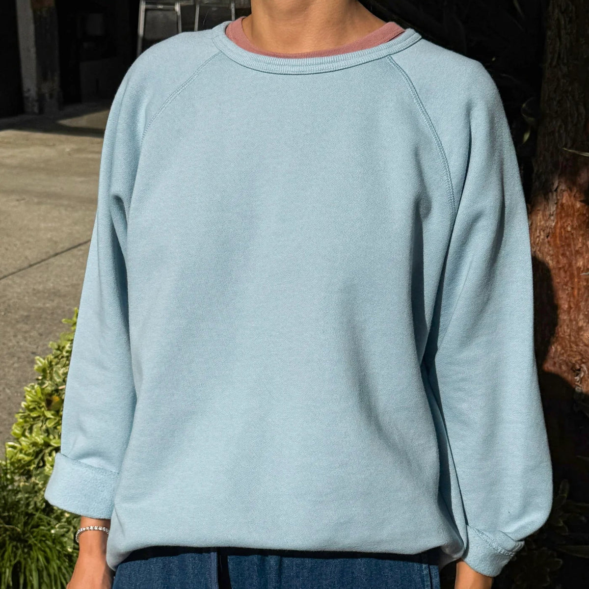French Terry Raglan Tee in Dream Blue