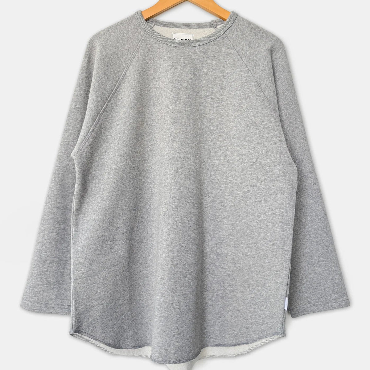 French Terry Raglan Tee in Melange Grey