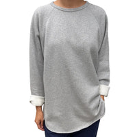 French Terry Raglan Tee in Melange Grey