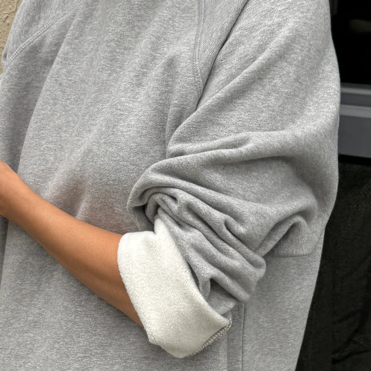 French Terry Raglan Tee in Melange Grey