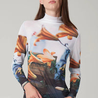 Paulie Mock Neck Top in Tiger Lilies