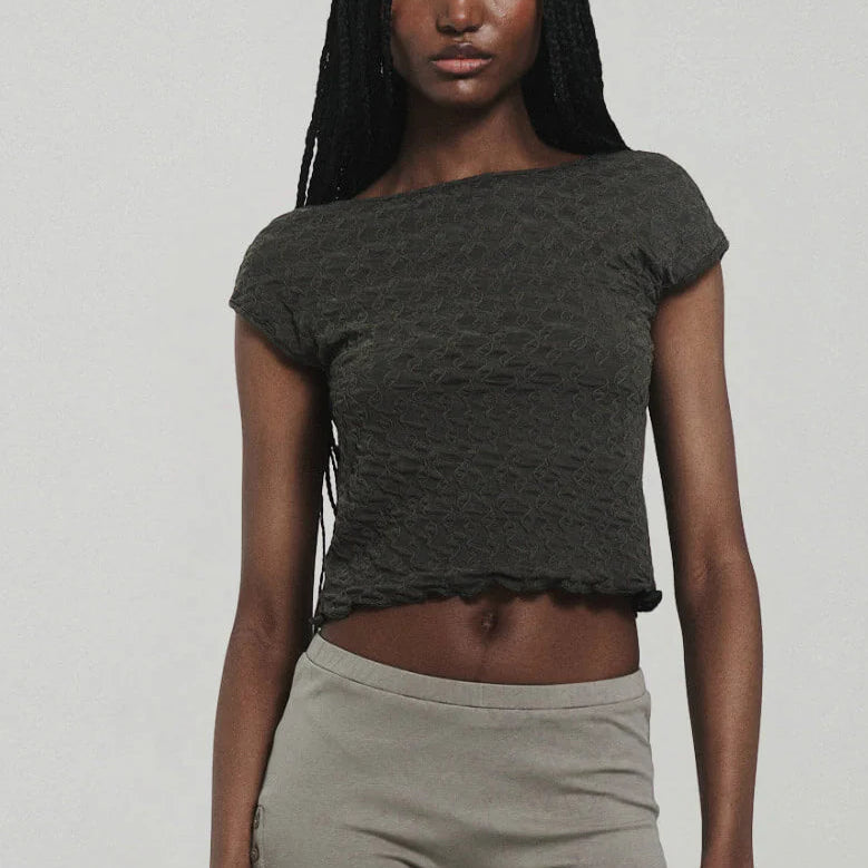Low-Cut Back Top in Olive Green