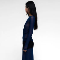 Boatneck Longsleeve Tee in Navy