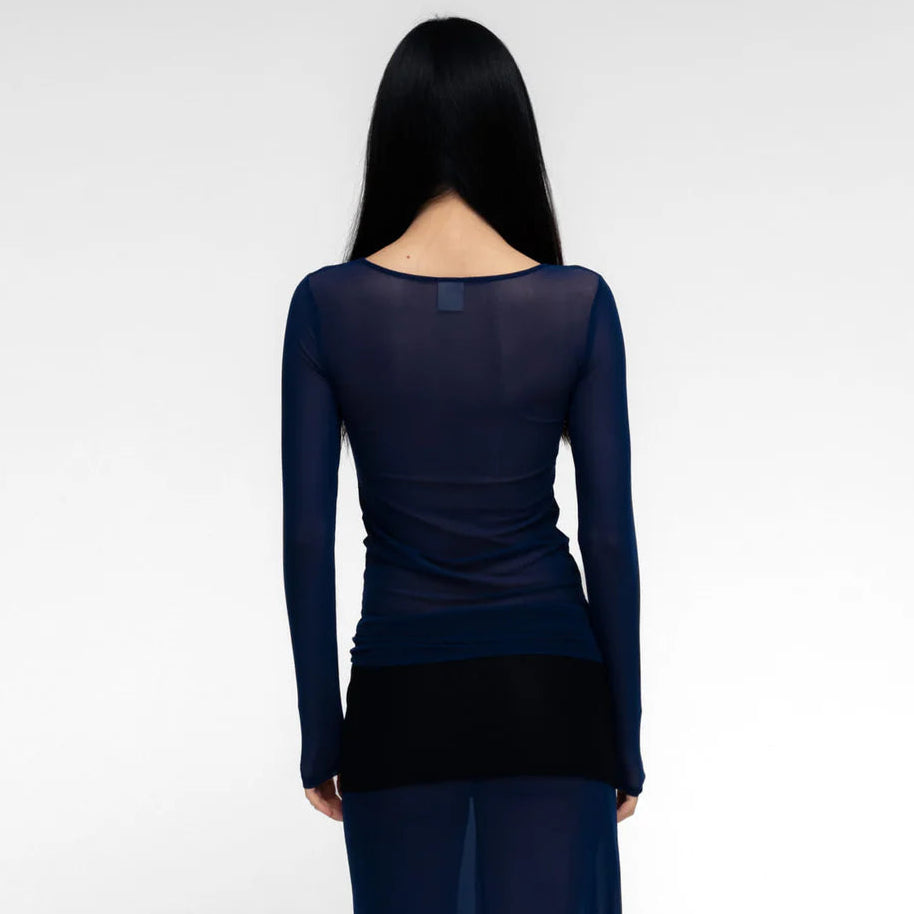 Boatneck Longsleeve Tee in Navy