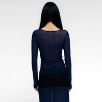 Boatneck Longsleeve Tee in Navy