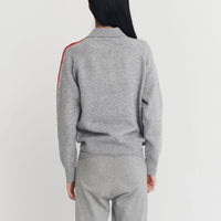 Raglan Polo in Charcoal/Scarlet