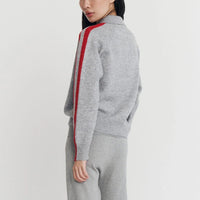 Raglan Polo in Charcoal/Scarlet