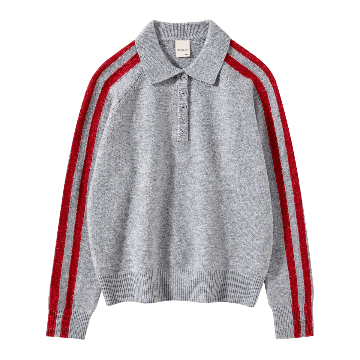 Raglan Polo in Charcoal/Scarlet
