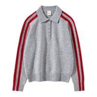 Raglan Polo in Charcoal/Scarlet