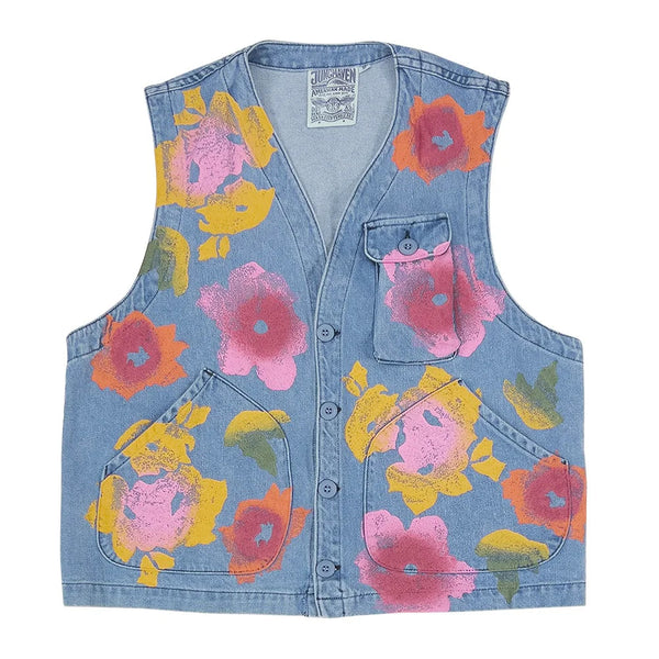 Floral Denim Falcon Vest in Light