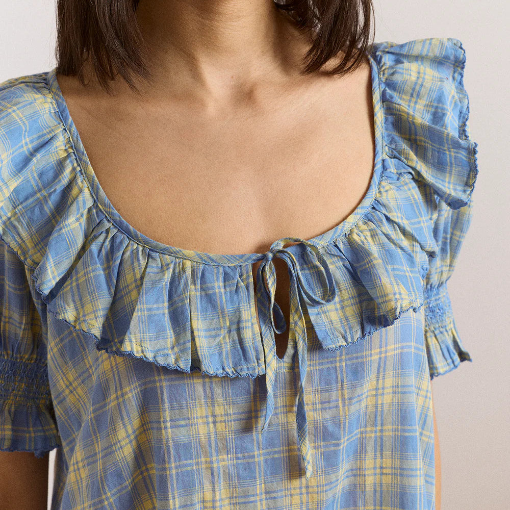 Harlow Mini Night Dress in Butter Blue Check