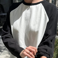 Heavy Cotton Raglan Tee in White/Black