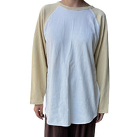 Heavy Cotton Raglan Tee in White/Butter