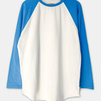 Heavy Cotton Raglan Tee in White/Blue