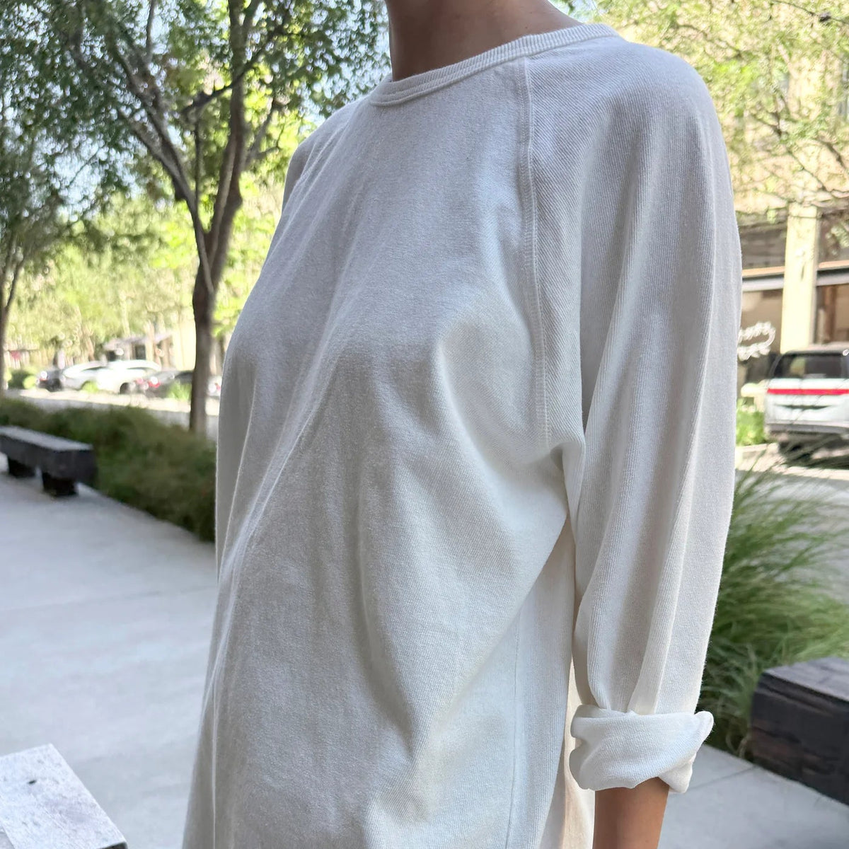 Heavy Cotton Raglan Tee in White