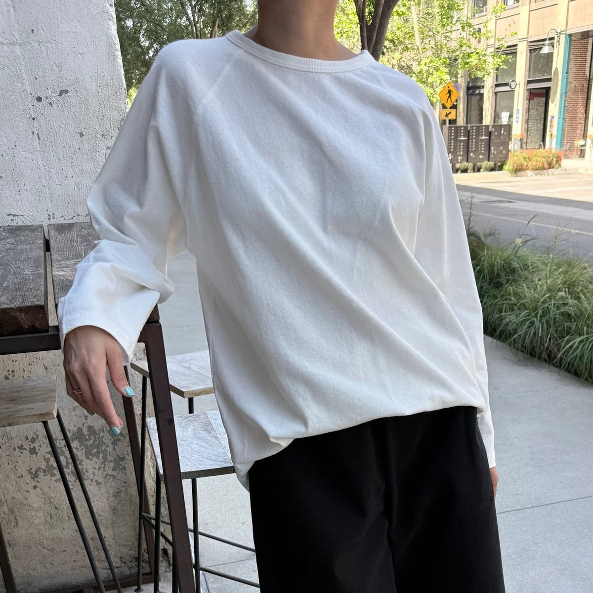 Heavy Cotton Raglan Tee in White