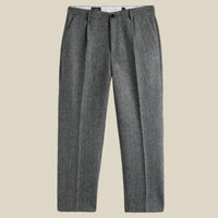 Single Pleat Herringbone Trousers in Grey