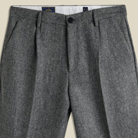 Single Pleat Herringbone Trousers in Grey