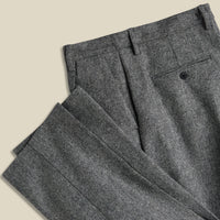 Single Pleat Herringbone Trousers in Grey