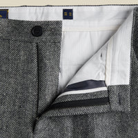 Single Pleat Herringbone Trousers in Grey