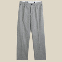 Single Pleat Herringbone Trousers in Light Grey