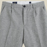 Single Pleat Herringbone Trousers in Light Grey