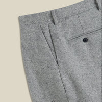 Single Pleat Herringbone Trousers in Light Grey