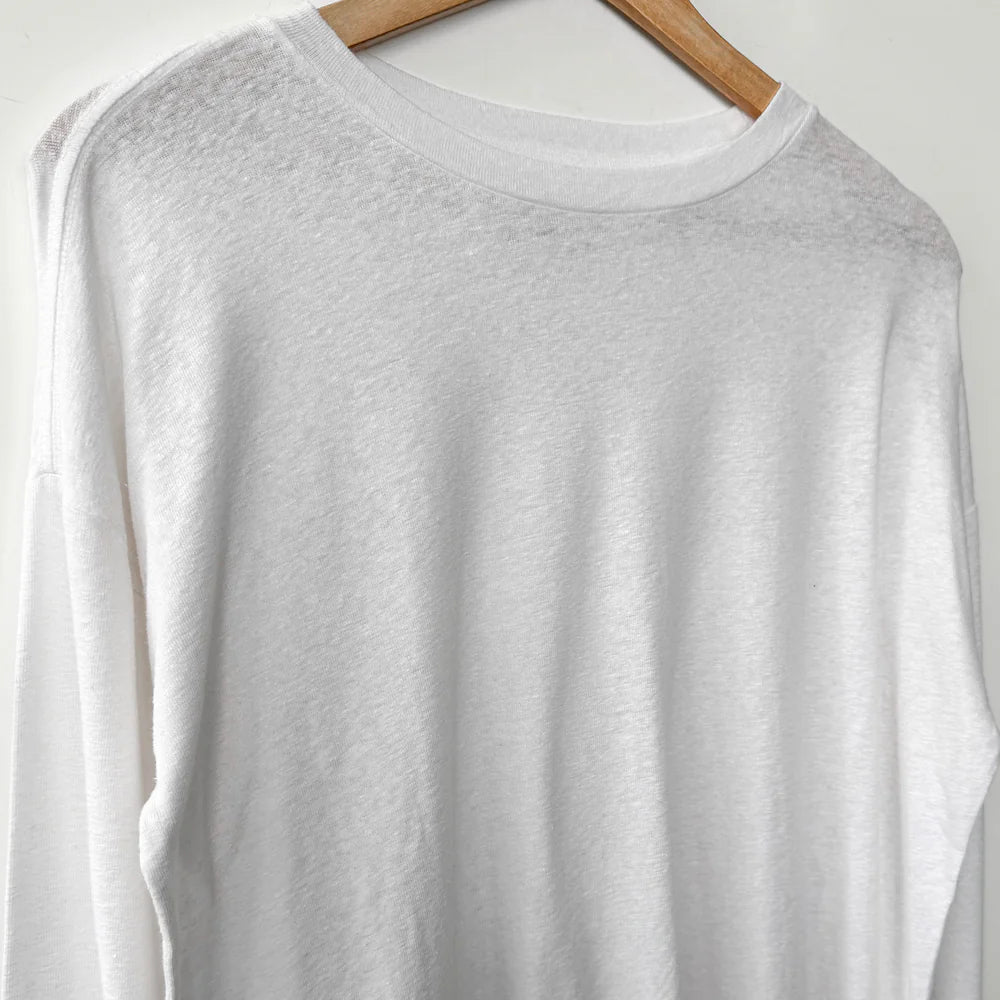 Haze Linen Blend Tee in White