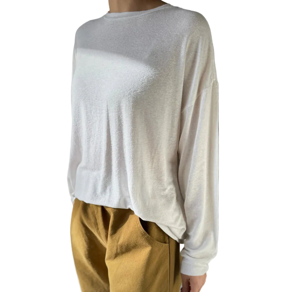Haze Linen Blend Tee in White