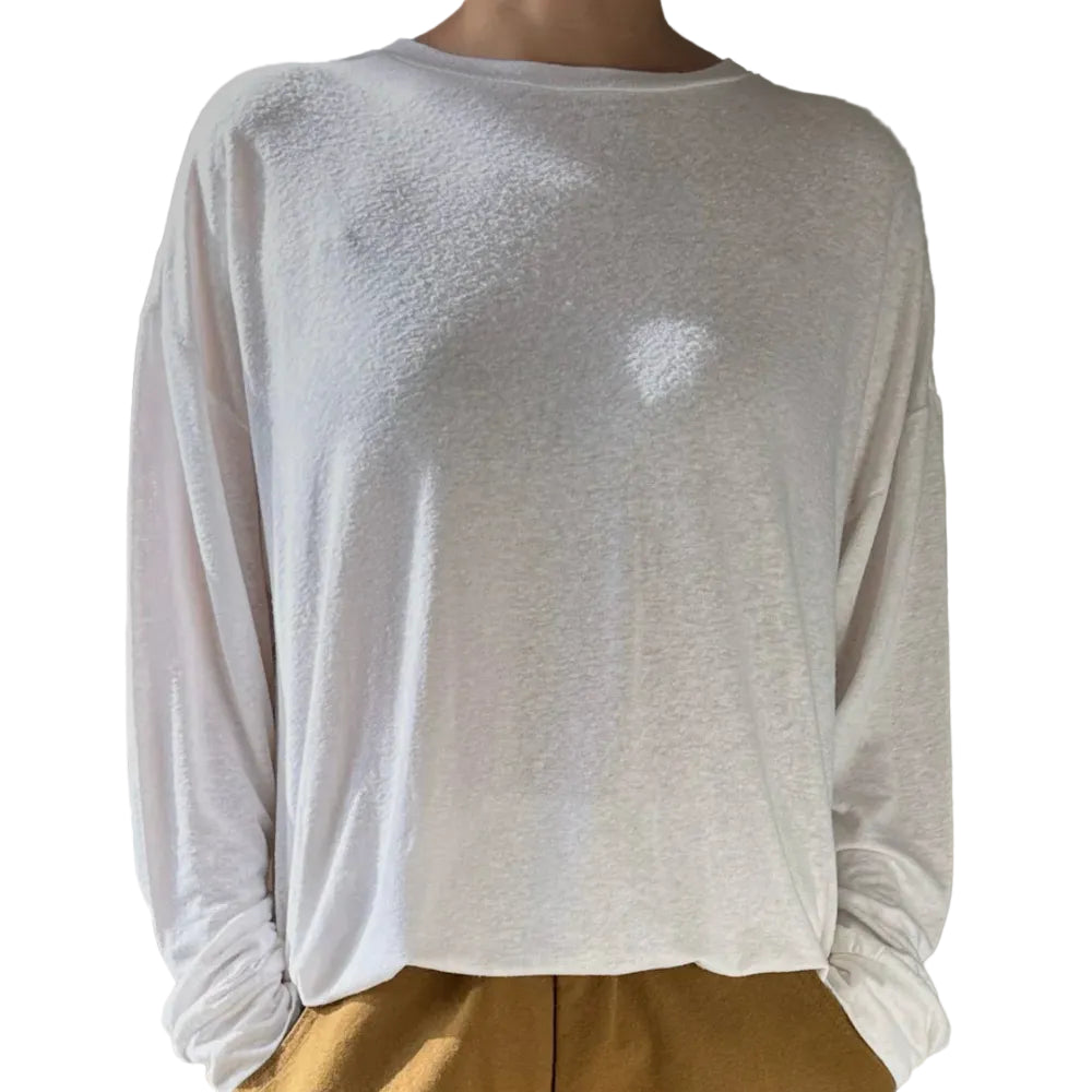 Haze Linen Blend Tee in White