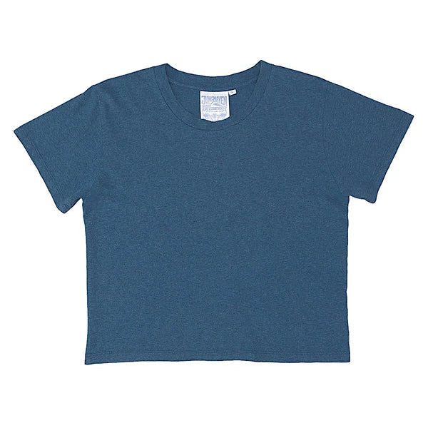 Heathered Cropped Lorel Tee in Deep Indigo