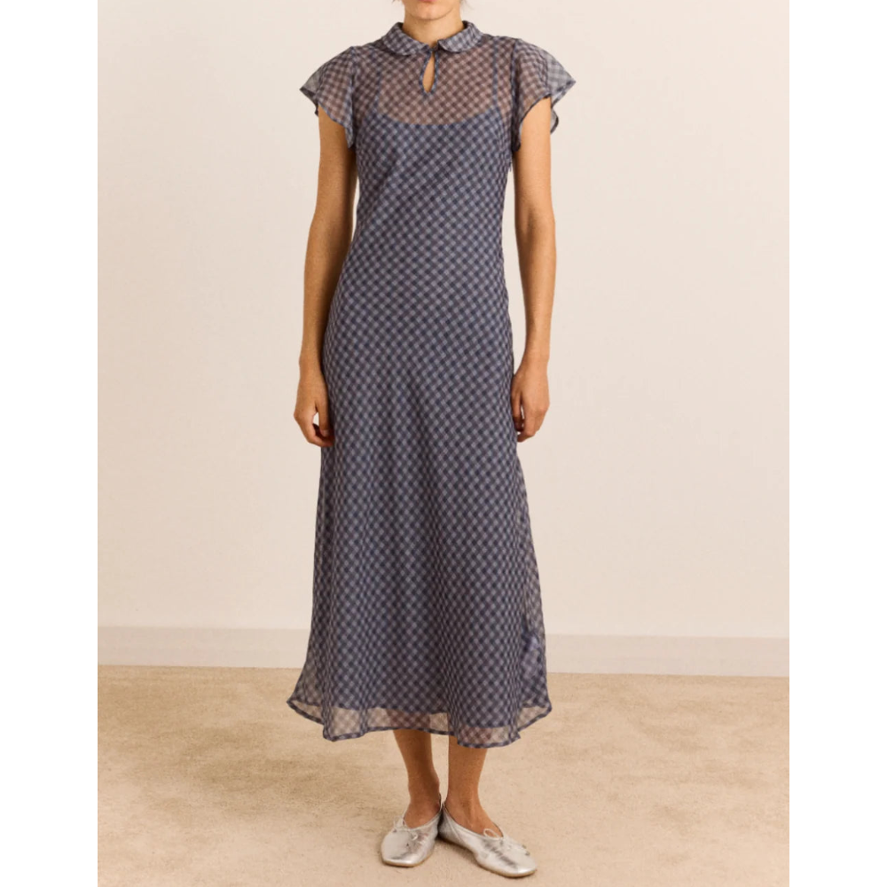 Hudson Midi Dress in Sheer Willow Gingham