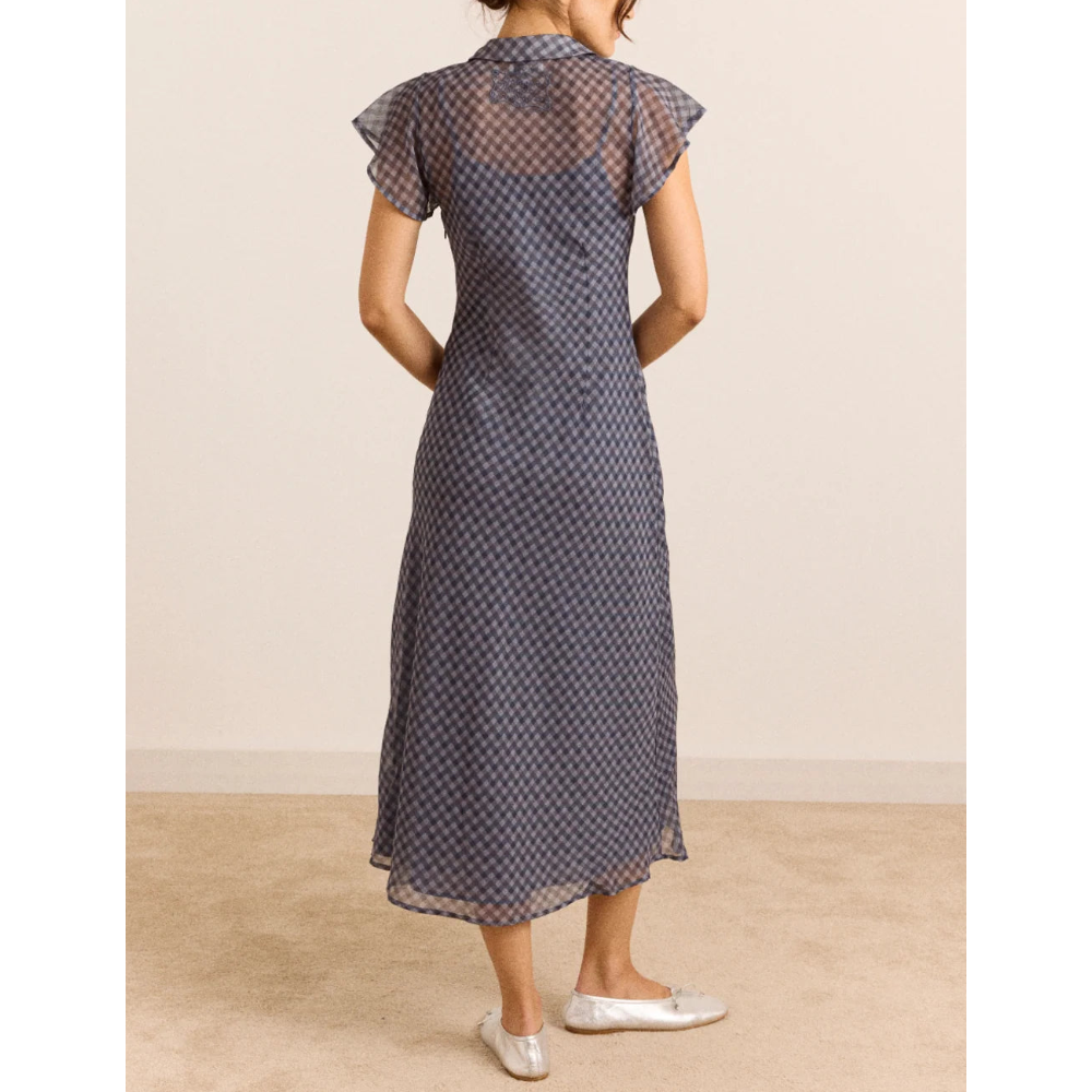 Hudson Midi Dress in Sheer Willow Gingham
