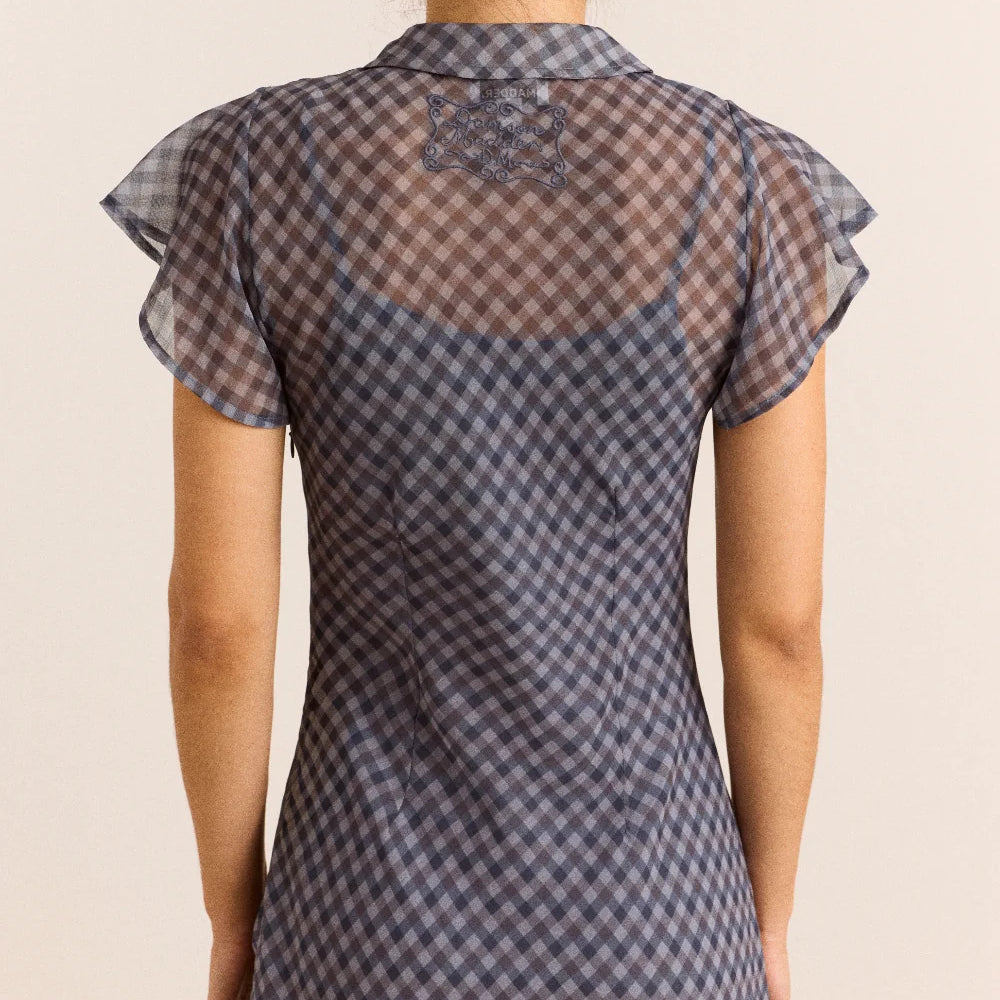 Hudson Midi Dress in Sheer Willow Gingham