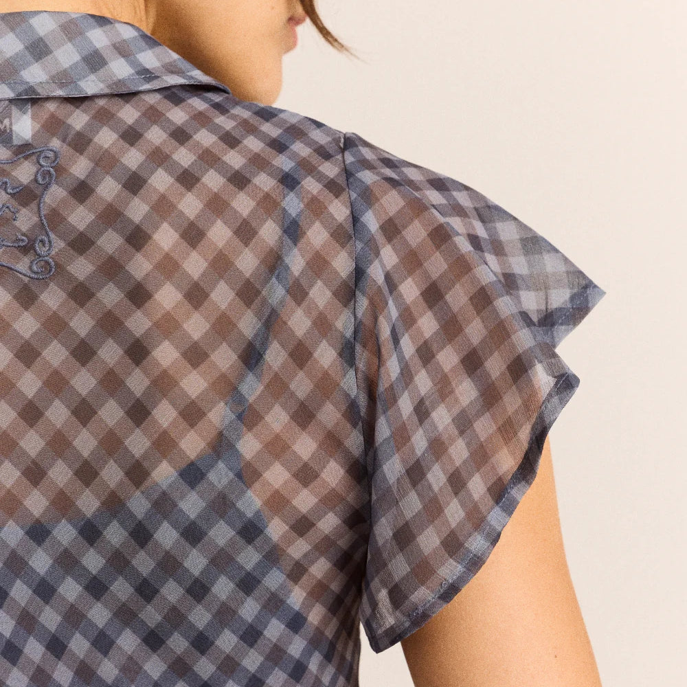 Hudson Midi Dress in Sheer Willow Gingham