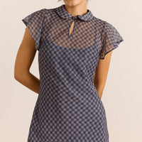 Hudson Midi Dress in Sheer Willow Gingham