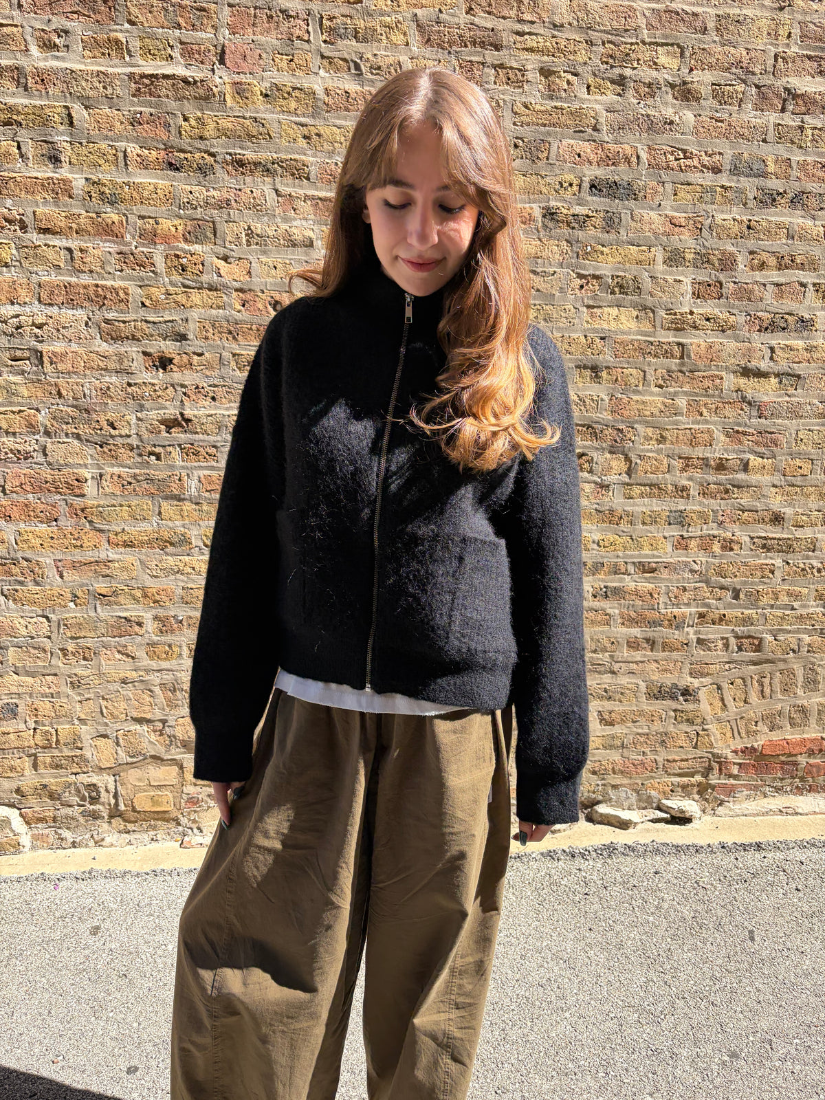 Alpaca Zip Jacket in Black