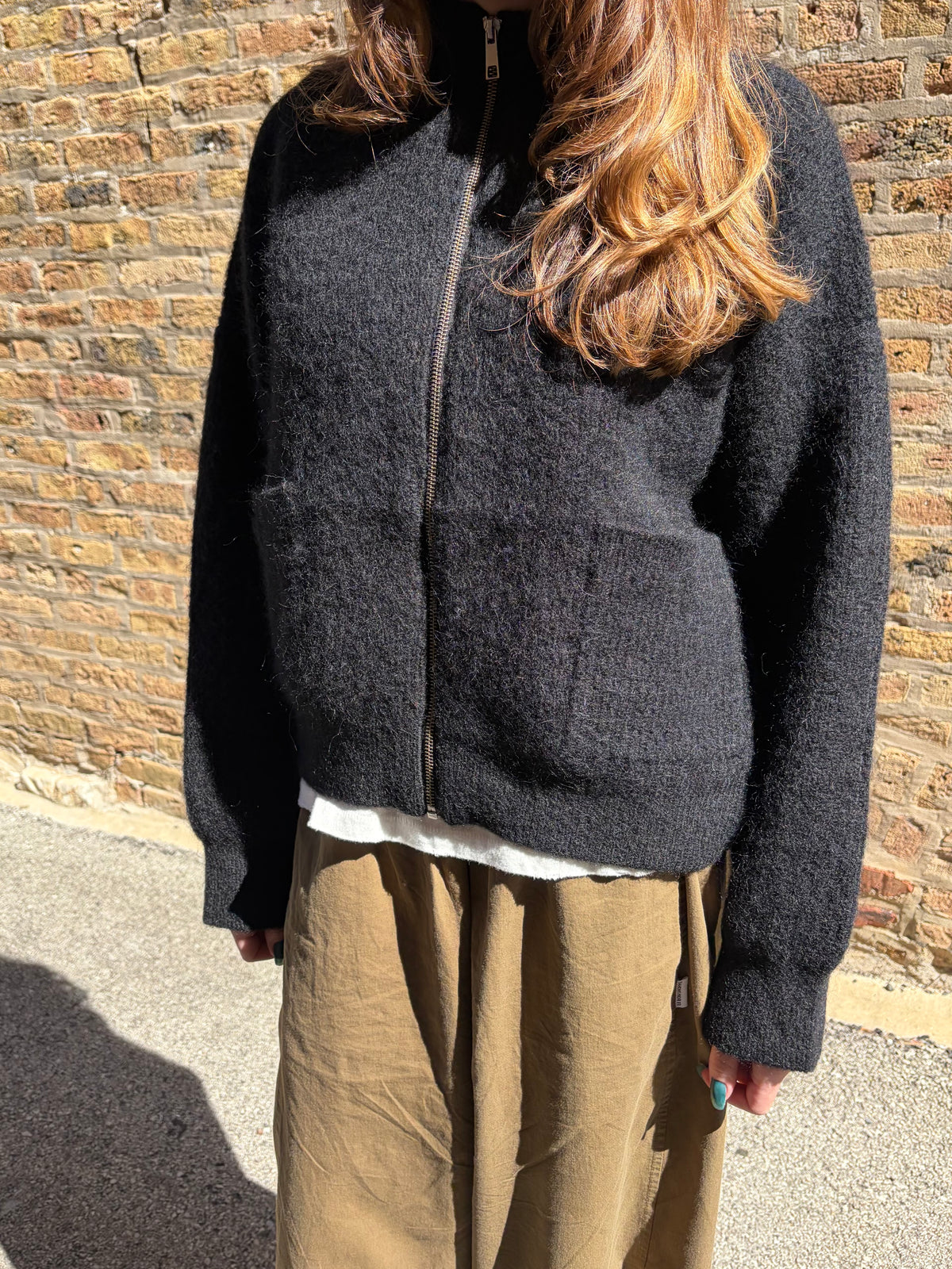 Alpaca Zip Jacket in Black