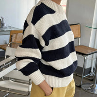 Zoe Cotton Sweater in Navy Stripe