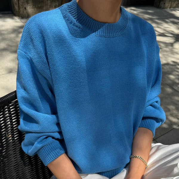 Milo Cotton Sweater in Blue