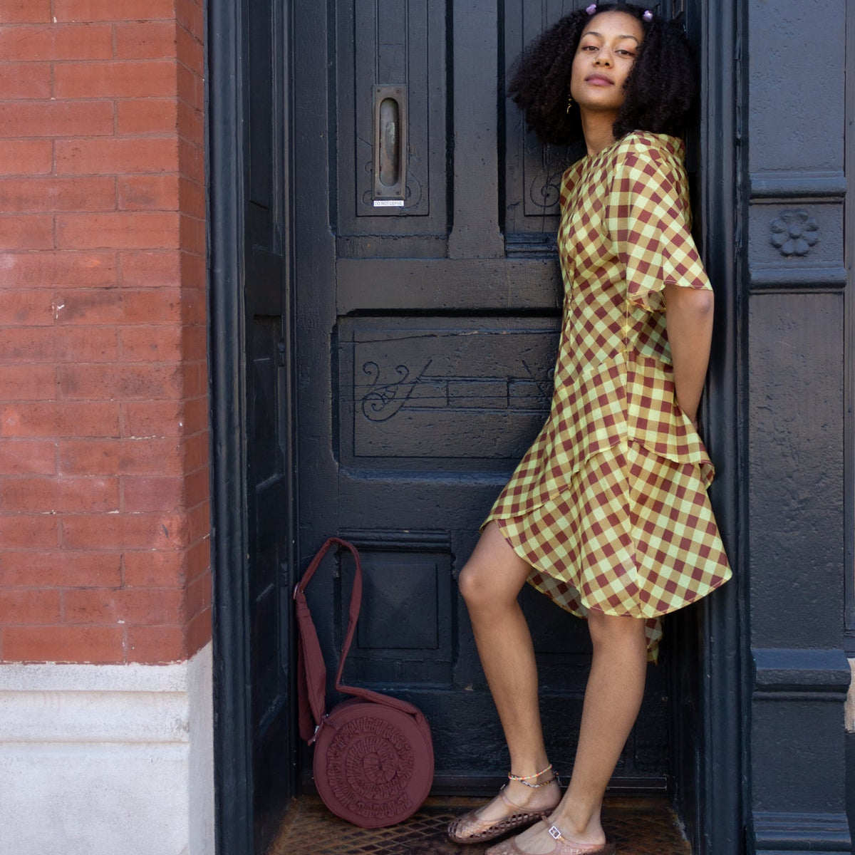 Harmony Midi Dress in Choc Avo Gingham