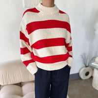 Zoe Cotton Sweater in Red Stripe