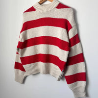 Zoe Cotton Sweater in Red Stripe