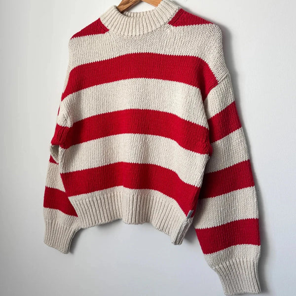 Zoe Cotton Sweater in Red Stripe