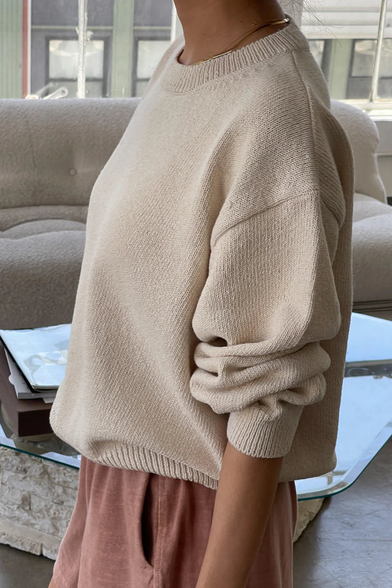 Milo Cotton Sweater in Naturel