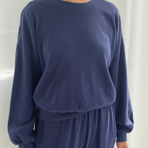 Pointelle Core Sweatshirt in Navy