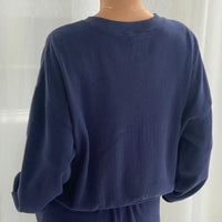 Pointelle Core Sweatshirt in Navy