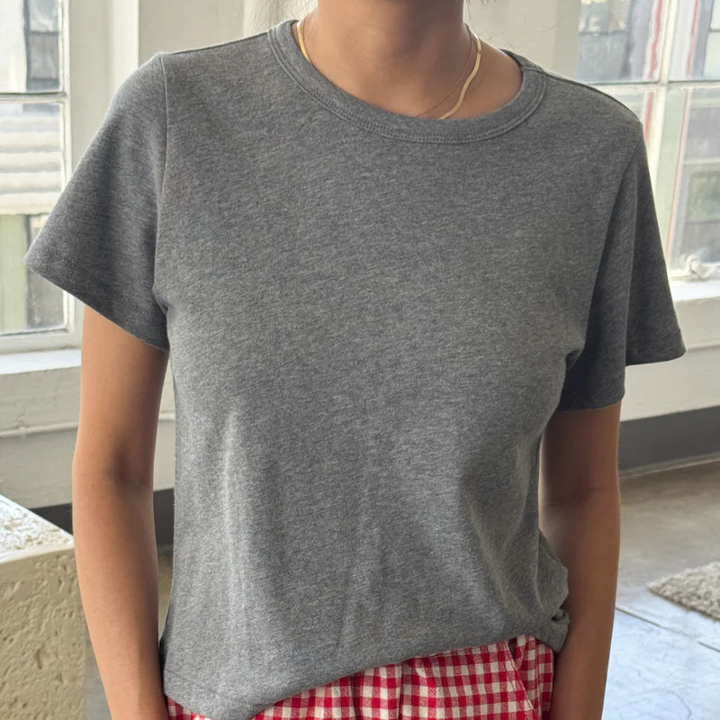 Little Boy Tee in Melange Grey