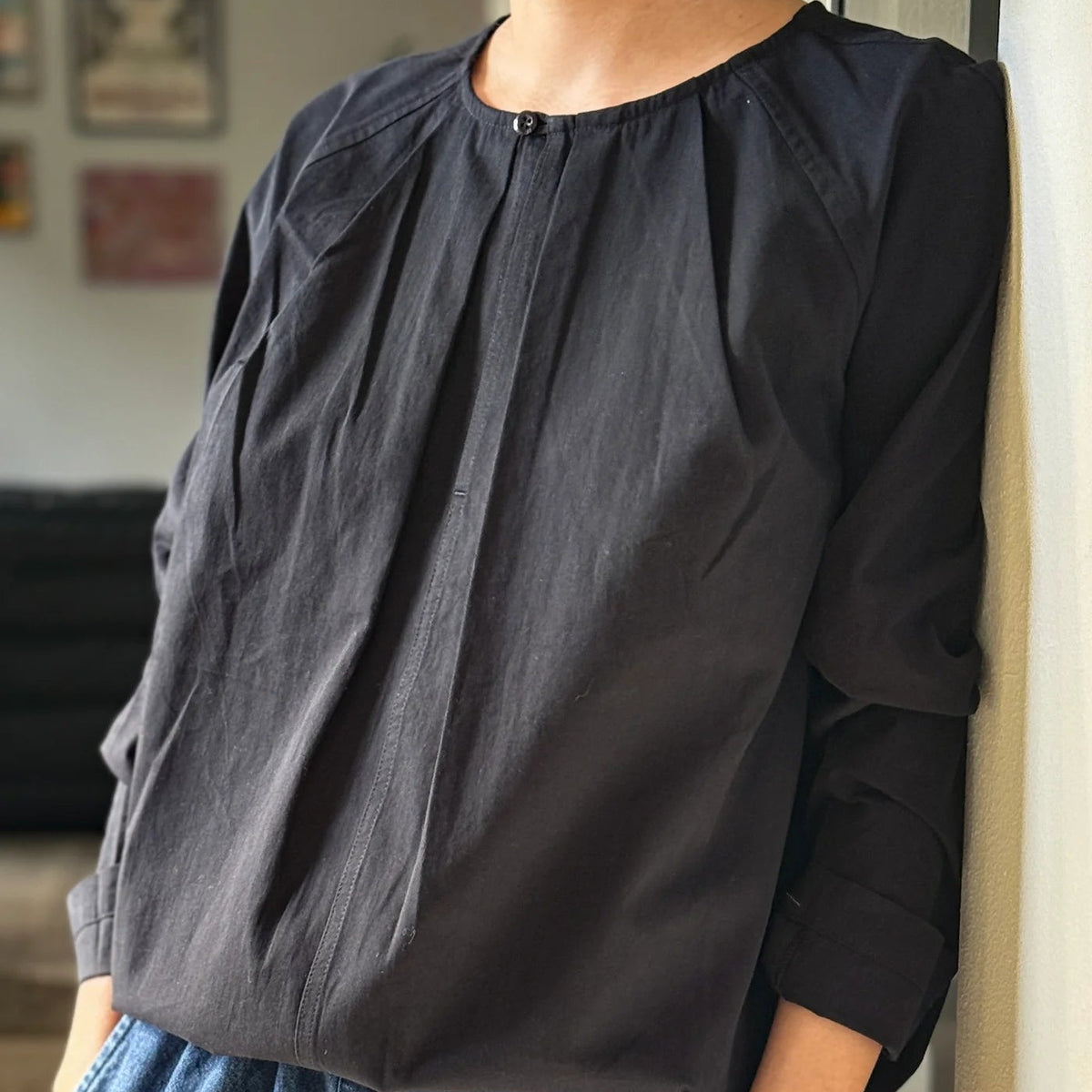 Julienne Long Sleeve Top in Black